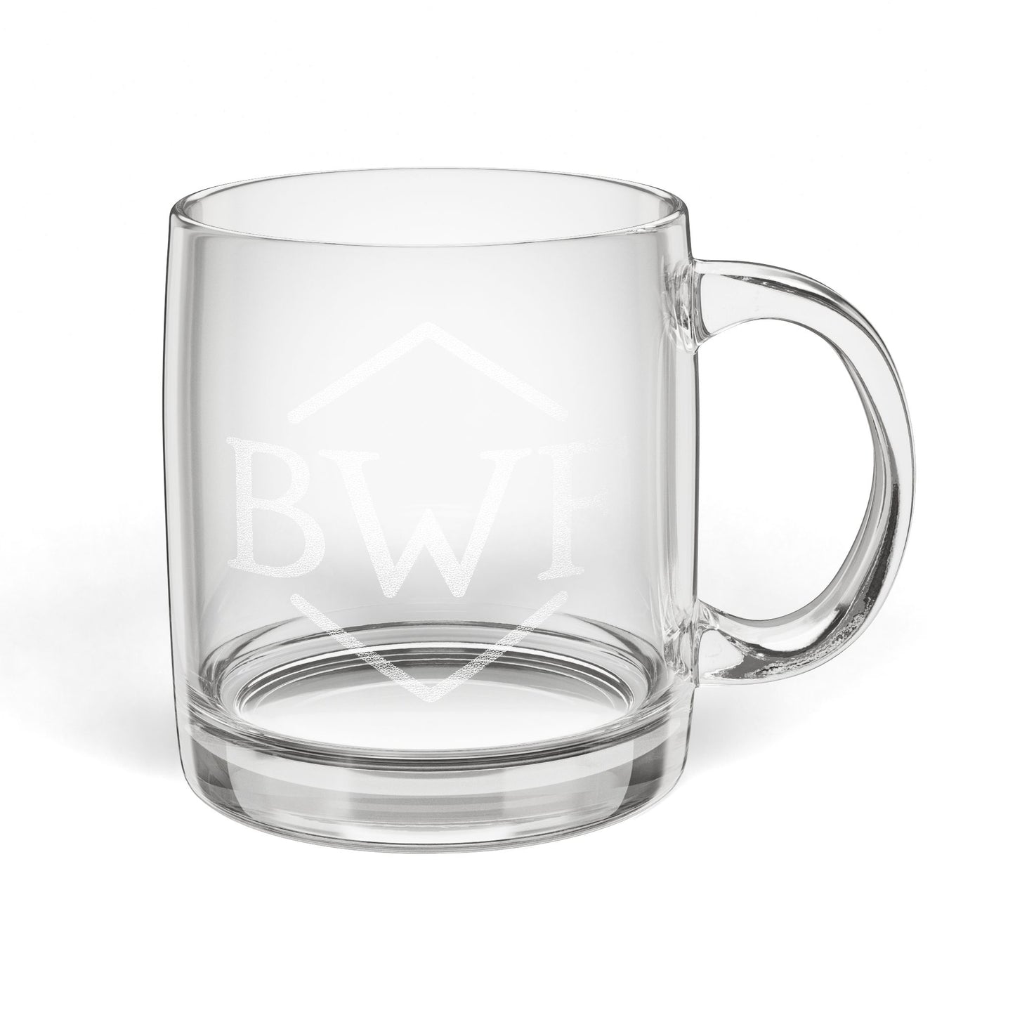 BWF Etched Glass Mug