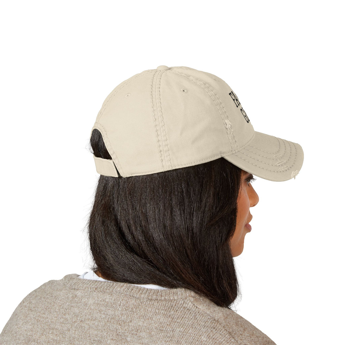 Farm Girl Distressed Embroidered Hat