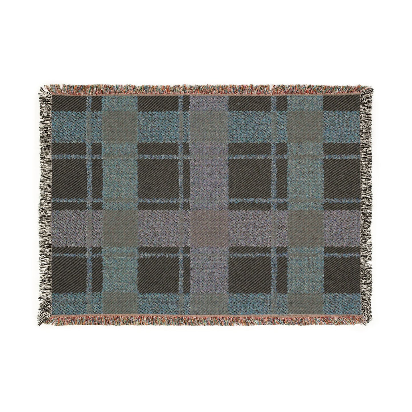 Plaid Woven Throw Blanket — Rustic Red & Olive Fringe Blanket