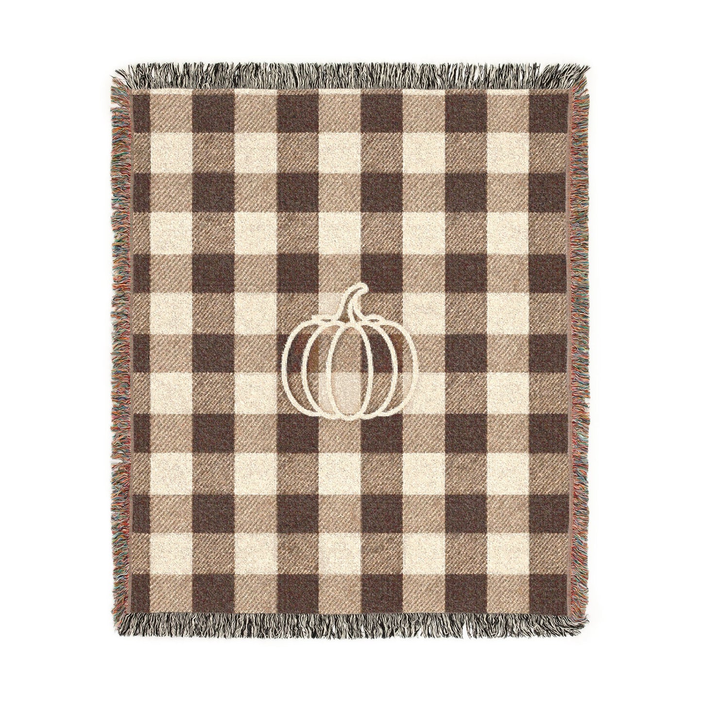 Autumn Pumpkin Plaid Woven Blanket