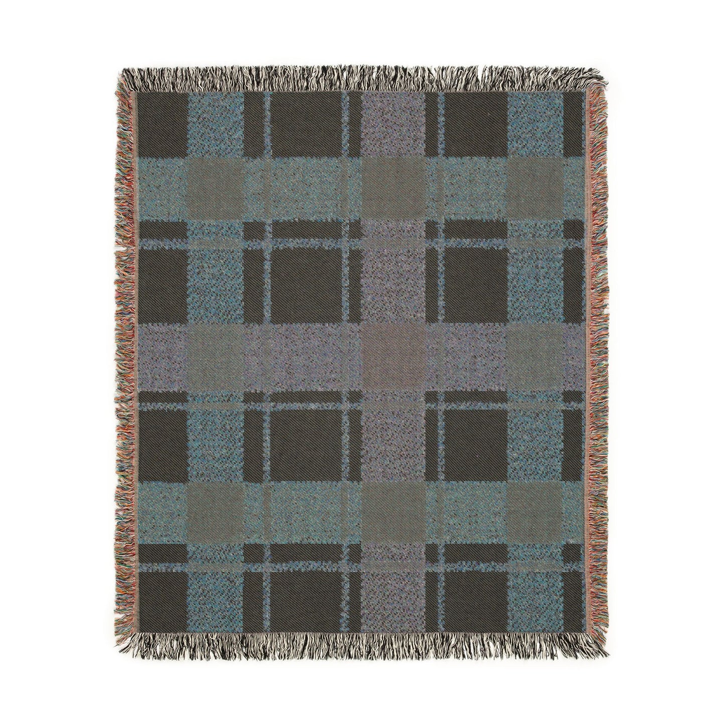 Plaid Woven Throw Blanket — Rustic Red & Olive Fringe Blanket