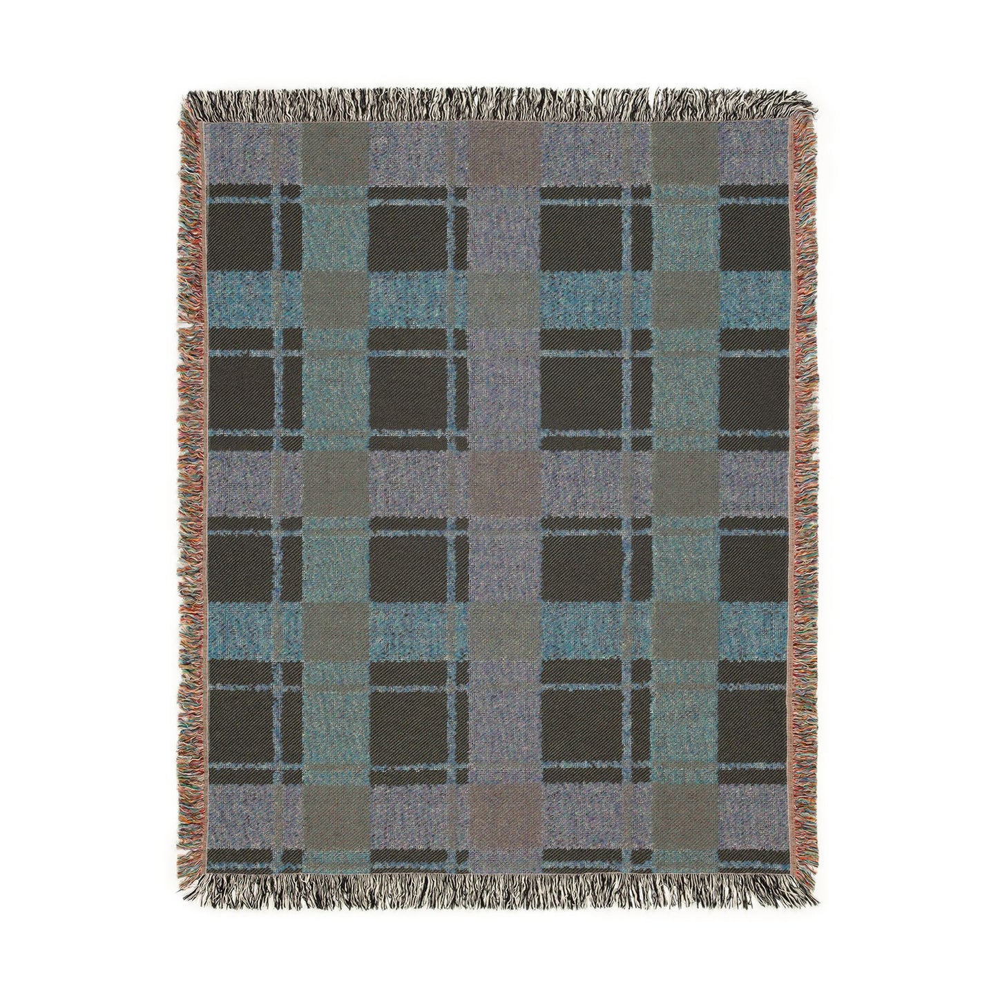 Plaid Woven Throw Blanket — Rustic Red & Olive Fringe Blanket
