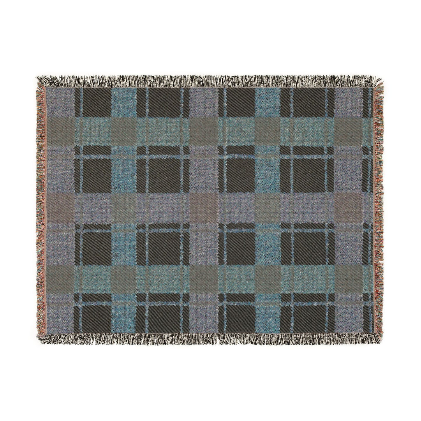 Plaid Woven Throw Blanket — Rustic Red & Olive Fringe Blanket