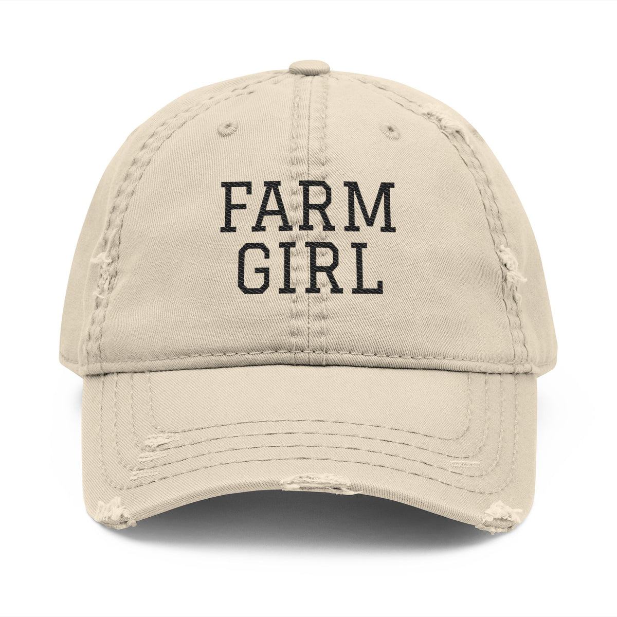 Farm Girl Distressed Embroidered Hat