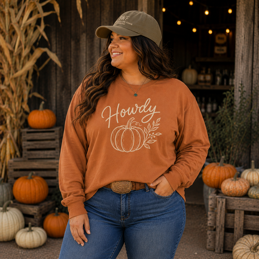 Howdy Pumpkin Long Sleeve Tee