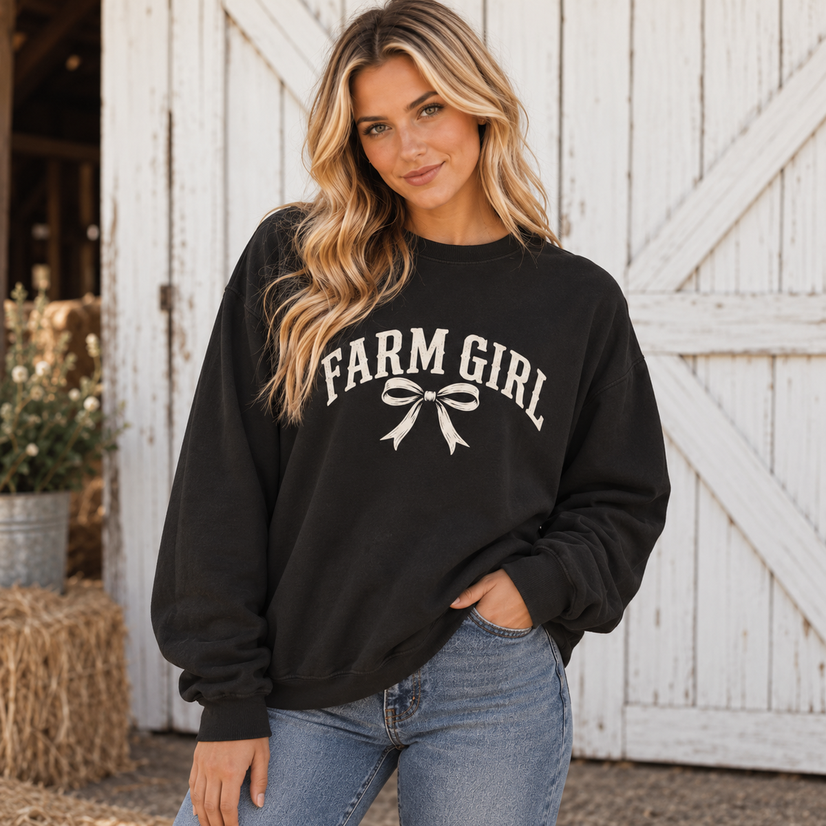 Farm Girl Sweatshirt - Black
