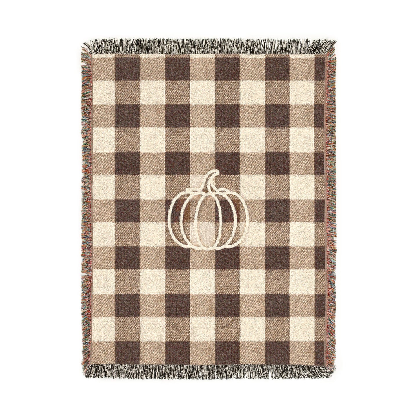 Autumn Pumpkin Plaid Woven Blanket