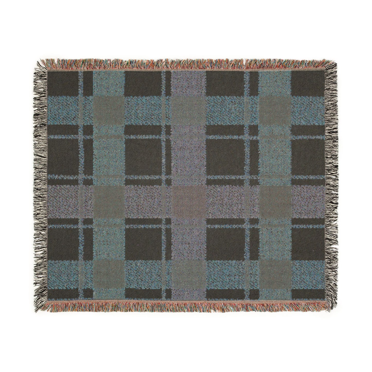 Plaid Woven Throw Blanket — Rustic Red & Olive Fringe Blanket