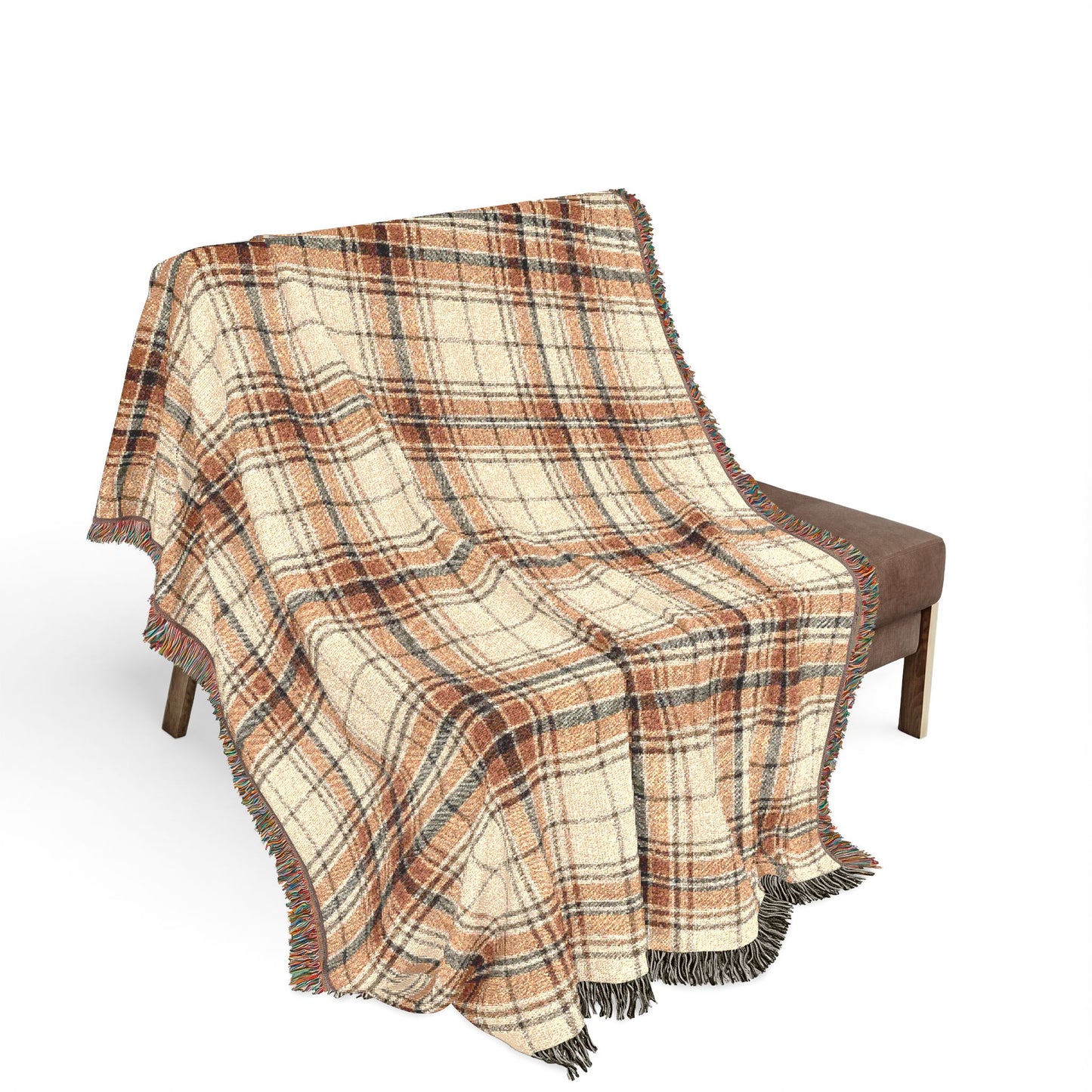 Plaid Woven Blanket — Cozy Fall Plaid Throw for Living Room, Cabin, or Gift