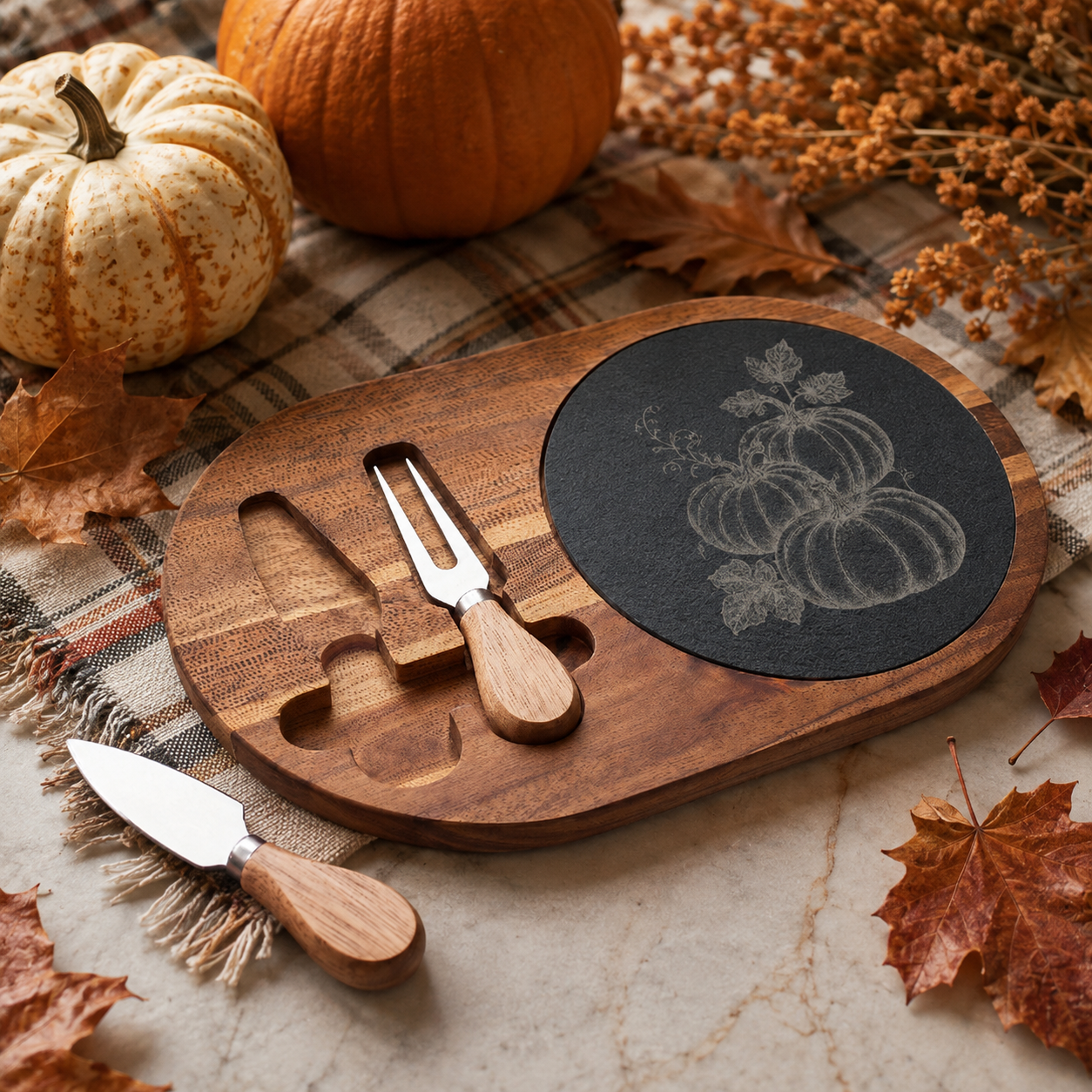 Engraved Pumpkin Charcuterie Board
