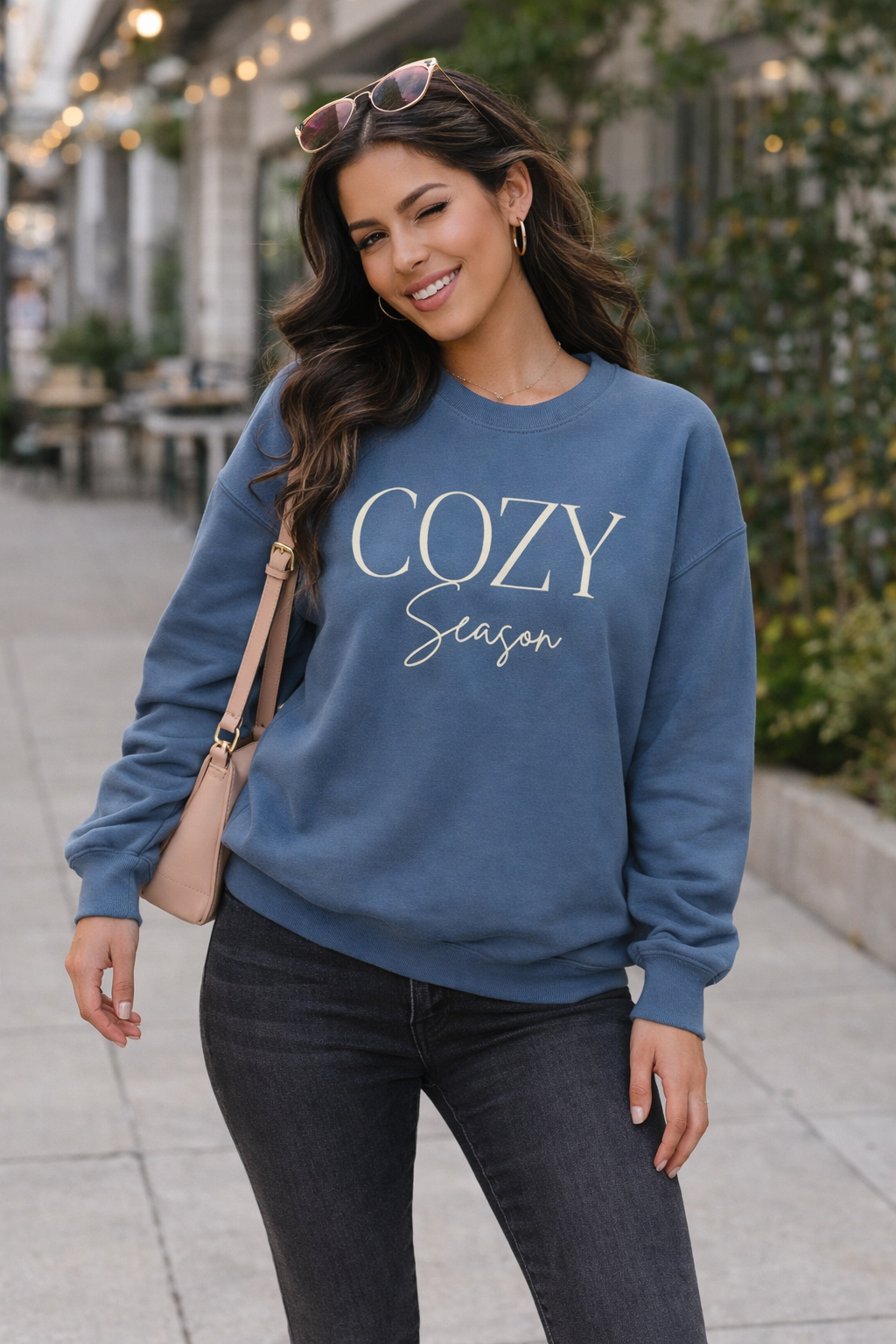 Cozy Season Cream Print Sweatshirt