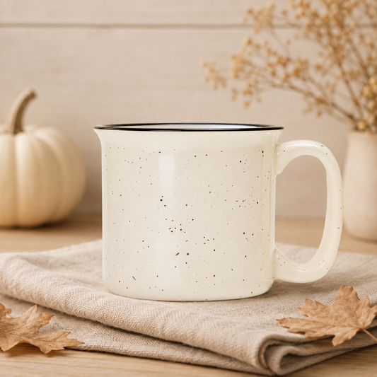 Ceramic Camp Mug Speckled Cream 13oz